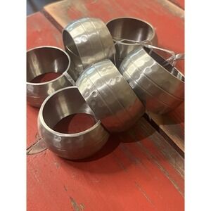 Vintage Silver Tone‎ Hammered Napkin Holder Rings, for Kitchen Dining Tables